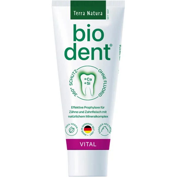 Biodent Vital Zahncreme ohne Fluorid | Terra Natura Zahnpasta | 1 x 75ml