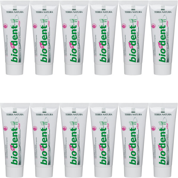 BioDent VITAL Zahncreme ohne Fluorid | Terra Natura Zahnpasta | 12 x 75ml