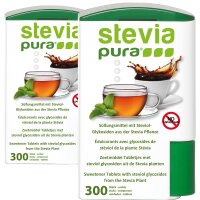 2x300 Compresse di Dolcificante Stevia Dosatore |...