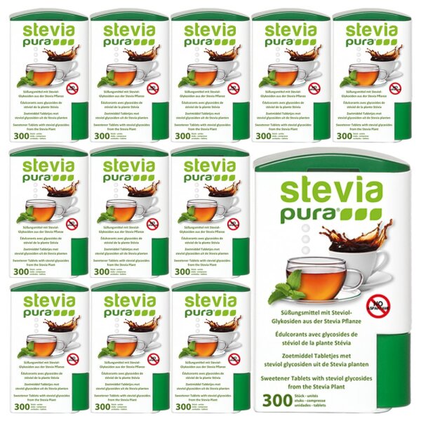 12x300 onglets Stevia | Comprimés de stévia dans le distributeur Pack d'alimentation