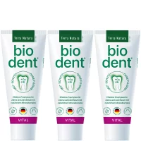 Biodent Vital Fluoride-Free Toothpaste | Terra Natura Toothpaste without Fluoride | 3 x 75ml