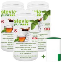 3x1200 Stevia en Comprimidos Edulcorante | Recarga | Stevia Pastillas + Dosificador