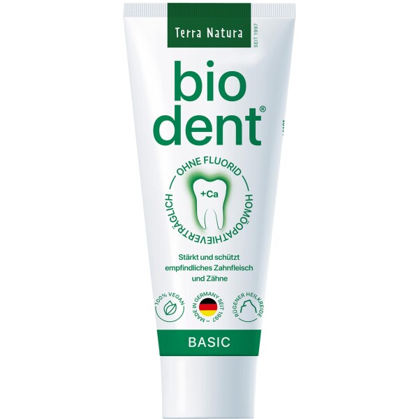 Biodent Basics Zahncreme ohne Fluorid | Terra Natura Zahnpasta | 1 x 75ml