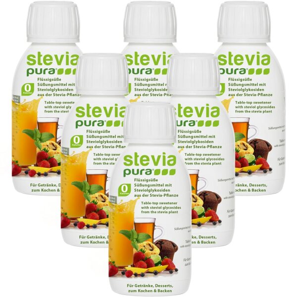 Stevia vloeibare zoetheid | Stevia-vloeistof | Vloeibare tafel zoetheid 6 x 150 ml