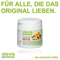 Extracto Puro de Stevia en Polvo | 98% Rebaudiósido A | Incl. Cuchara Dosificadora | 50g