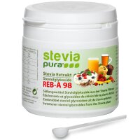 Estratto di stevia altamente concentrato puro - 95% glicoside steviolico - 98% rebaudioside-A - 50g | incl. cucchiaio di dosaggio