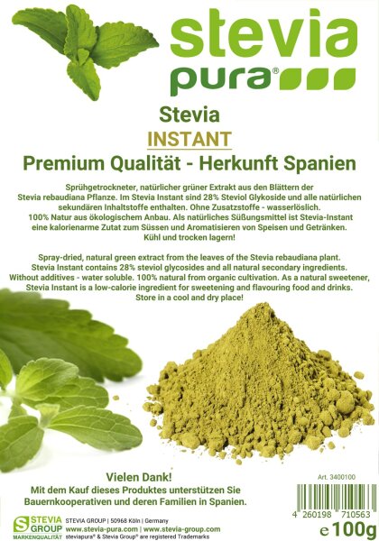 Stevia Instant | PREMIUM QUALITÄT | Stevia rebaudiana | 100g