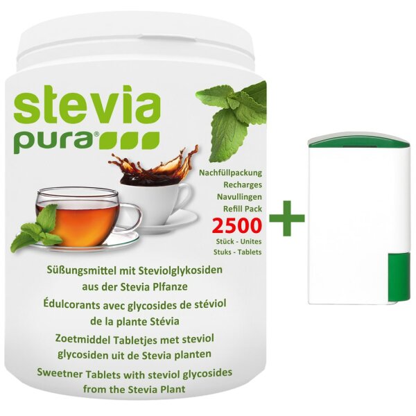 2500 Stevia Tabs | Paquete de recarga de tabletas Stevia + dispensador GRATIS