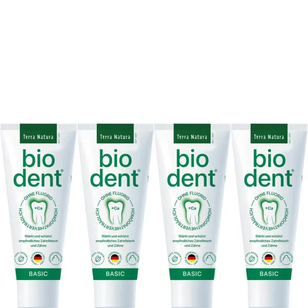 Biodent Basics Dentifrici senza Fluoro | Terra Natura Dentifricio | 4 x 75ml