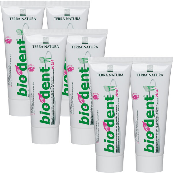 6 x Vital Stevia Bio Dent Toothpaste - Terra Natura Toothpaste - 75ml