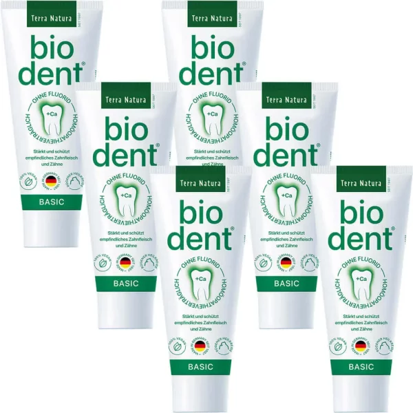 Biodent Basics Dentifrici senza Fluoro | Terra Natura Dentifricio | 6 x 75ml